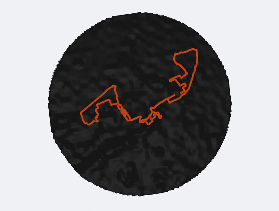 3D-render van een geüploade route